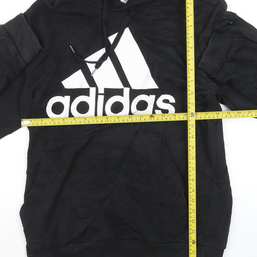 Adidas Mens Black Pullover Hoodie L Logo Graphic Sportswear