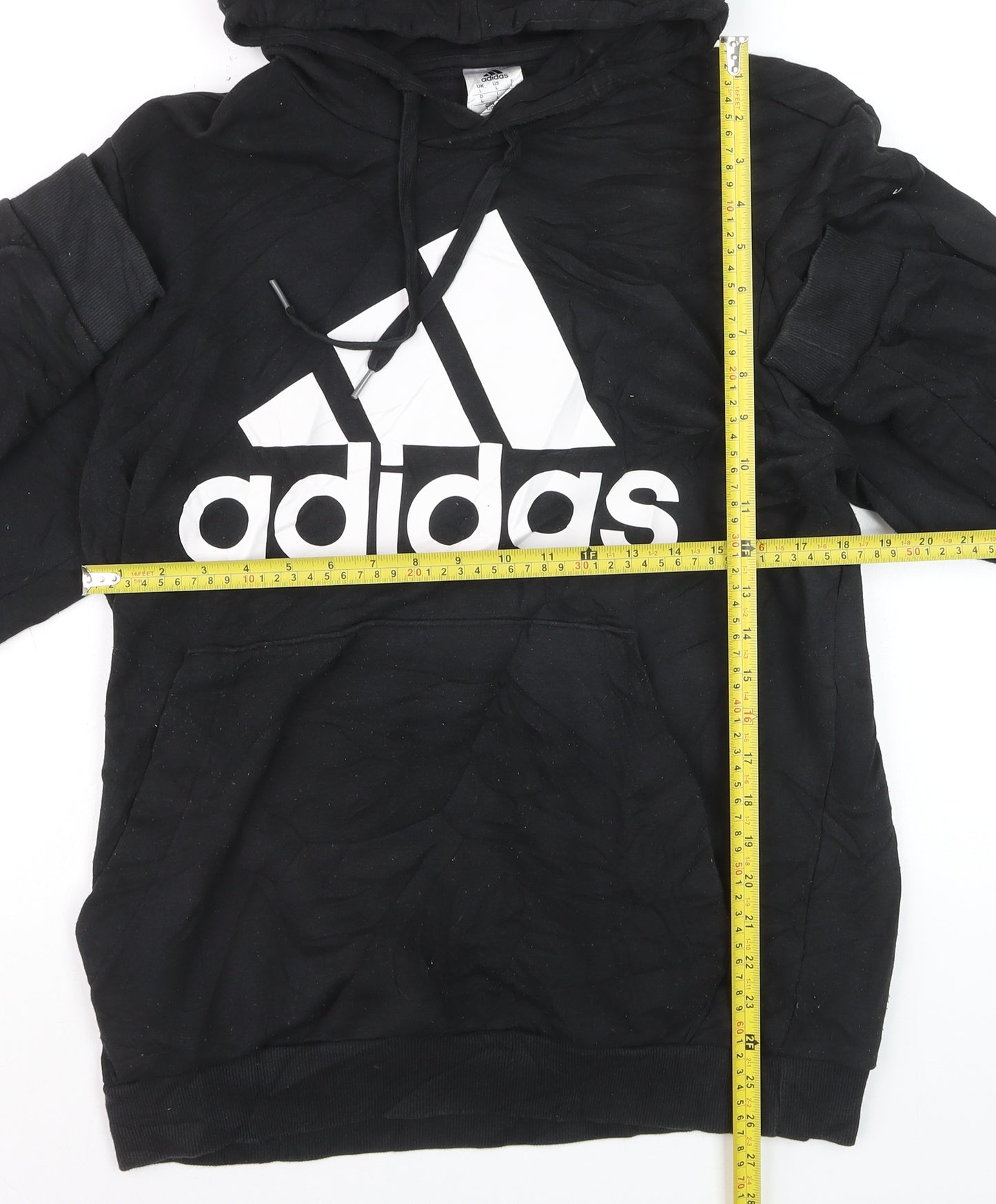 Adidas Mens Black Pullover Hoodie L Logo Graphic Sportswear