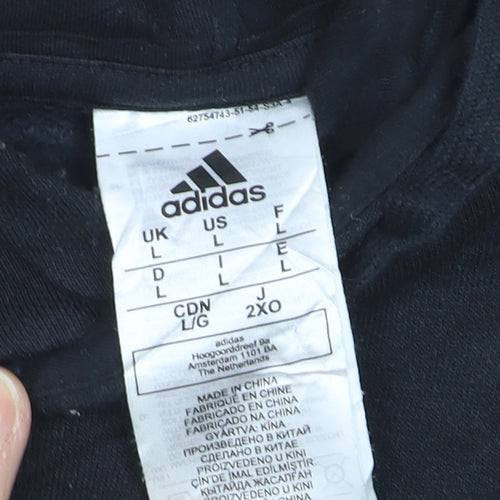 Adidas Mens Black Pullover Hoodie L Logo Graphic Sportswear