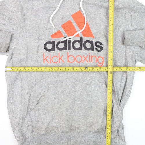 Adidas Men's Grey Pullover Hoodie L Kickboxing Graphic Sports Fleece