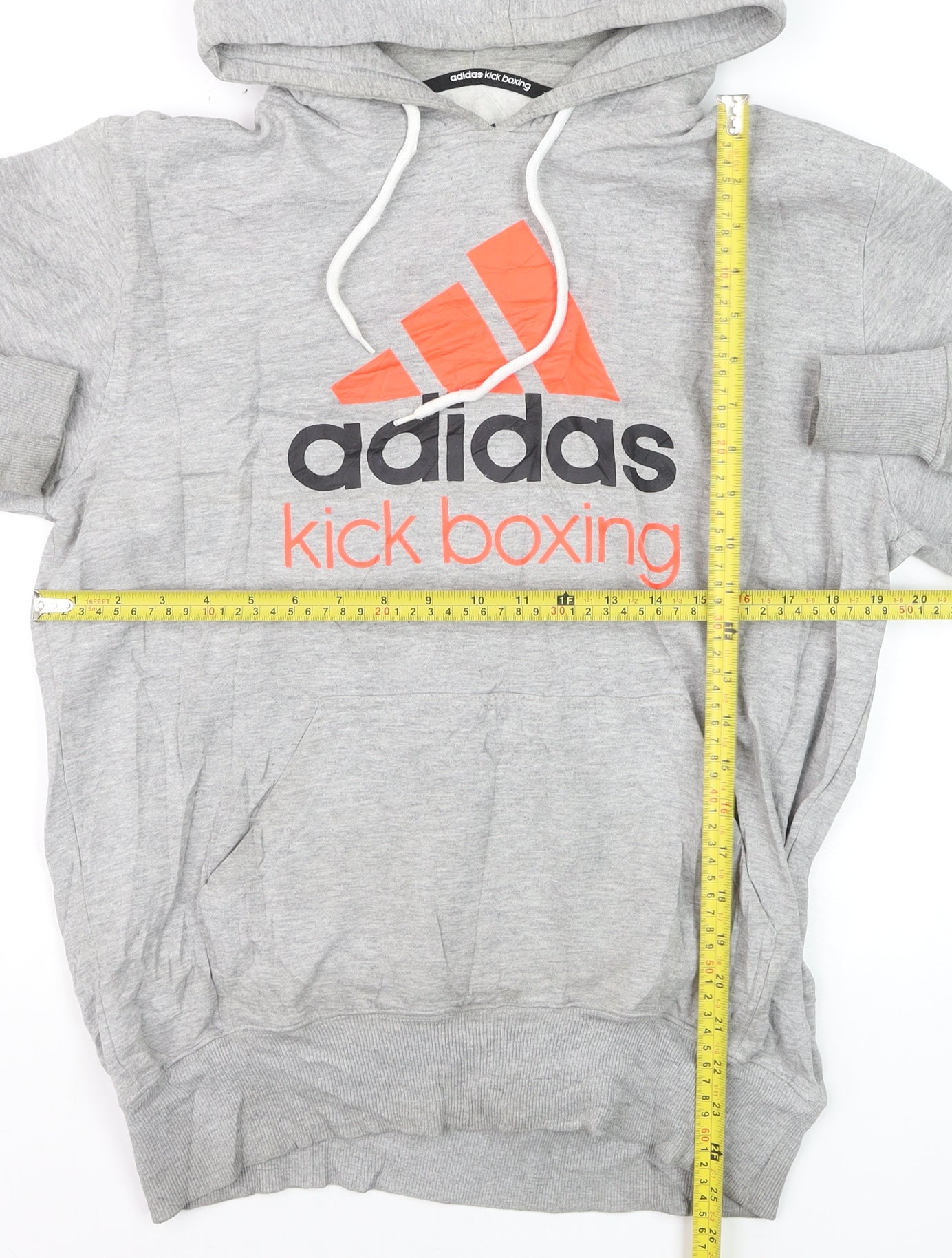 Adidas Men's Grey Pullover Hoodie L Kickboxing Graphic Sports Fleece