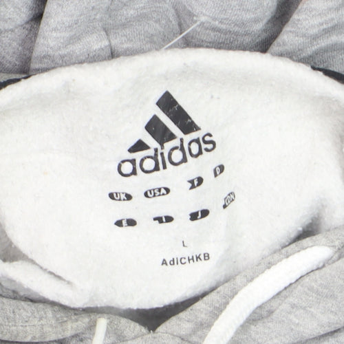 Adidas Men's Grey Pullover Hoodie L Kickboxing Graphic Sports Fleece