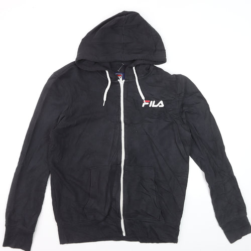FILA Men’s Black Full Zip Hoodie Size M Sports Casual Sweatshirt