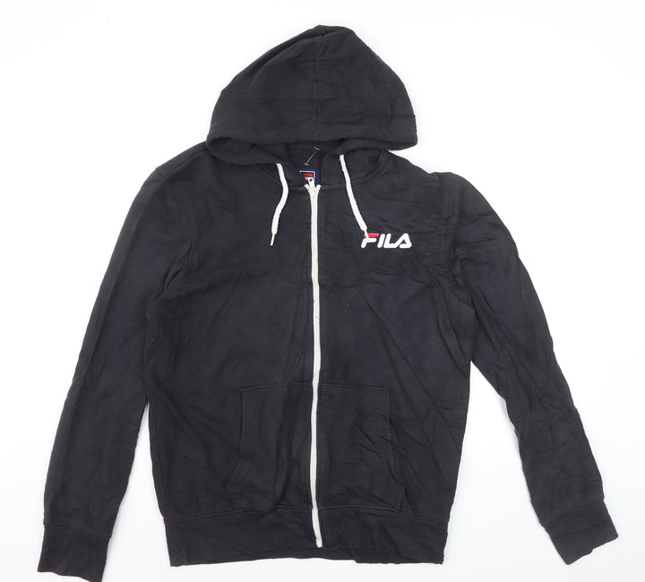 FILA Men’s Black Full Zip Hoodie Size M Sports Casual Sweatshirt