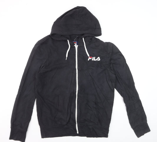 FILA Men’s Black Full Zip Hoodie Size M Sports Casual Sweatshirt
