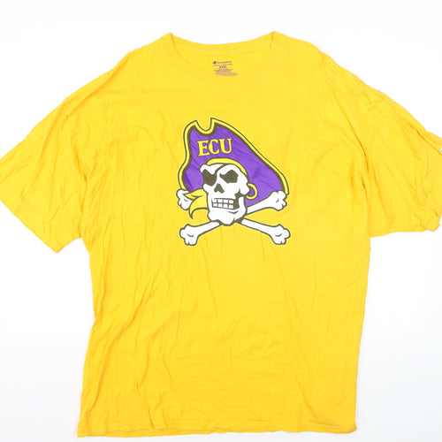 Champion Men's Yellow ECU Pirate Graphic 3XL Cotton T-Shirt