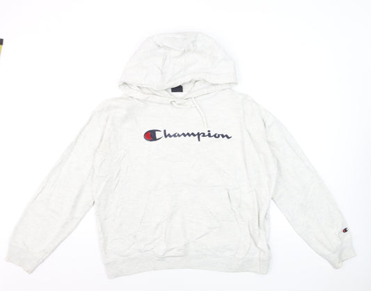Champion Mens Grey Pullover Hoodie Medium Logo Sportswear