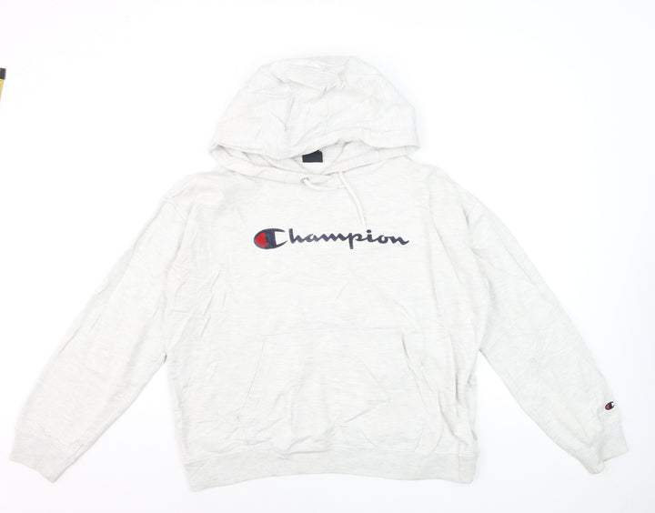 Champion Mens Grey Pullover Hoodie Medium Logo Sportswear
