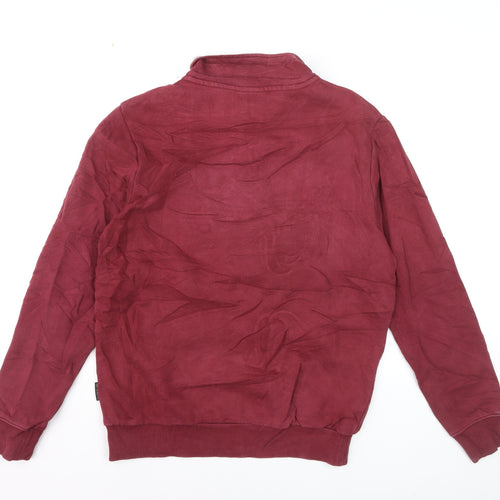 Napapijri Men's Burgundy 1/4 Zip Pullover Sweatshirt Size S