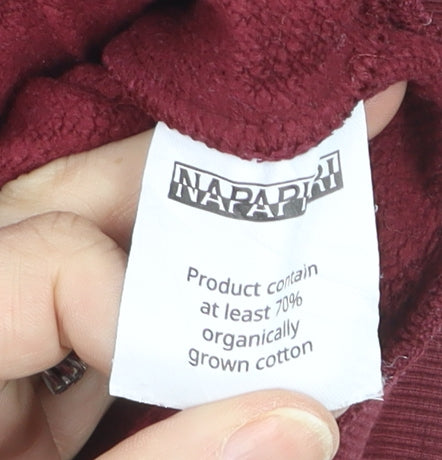 Napapijri Men's Burgundy 1/4 Zip Pullover Sweatshirt Size S