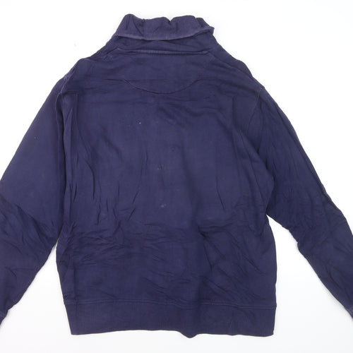 Fred Perry Men's Blue XL Button Cardigan Jumper High Neck Cotton