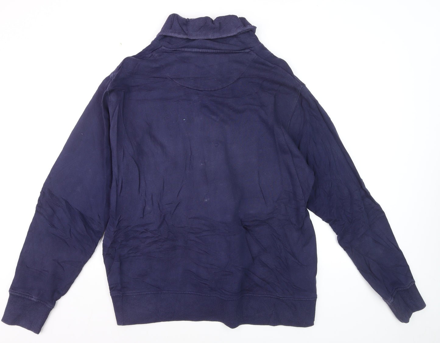 Fred Perry Men's Blue XL Button Cardigan Jumper High Neck Cotton