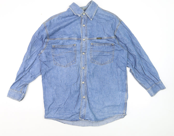 Diesel Mens Blue Denim Regular Fit Long Sleeve Shirt Size M