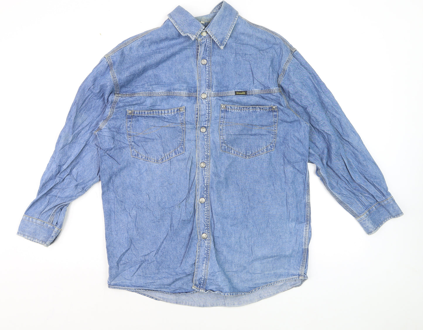 Diesel Mens Blue Denim Regular Fit Long Sleeve Shirt Size M
