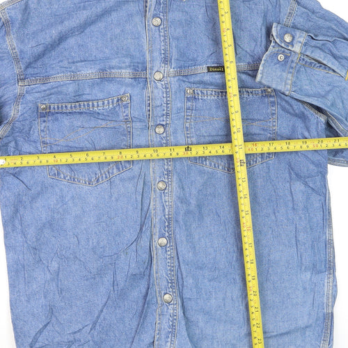 Diesel Mens Blue Denim Regular Fit Long Sleeve Shirt Size M