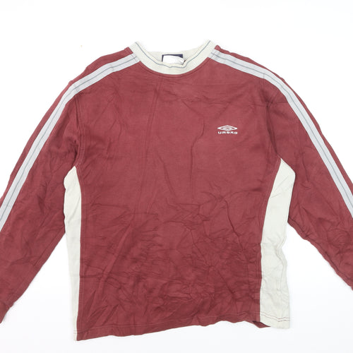 Umbro Men's Red Crew Neck Long Sleeve Pullover Sweatshirt M