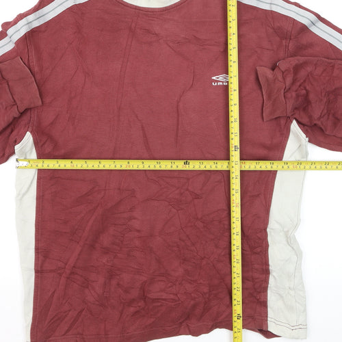 Umbro Men's Red Crew Neck Long Sleeve Pullover Sweatshirt M