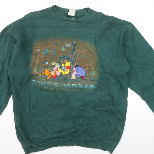Disney Men's Green Winnie the Pooh Pullover Sweatshirt Size L Vintage