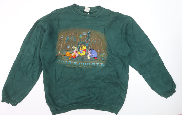 Disney Men's Green Winnie the Pooh Pullover Sweatshirt Size L Vintage