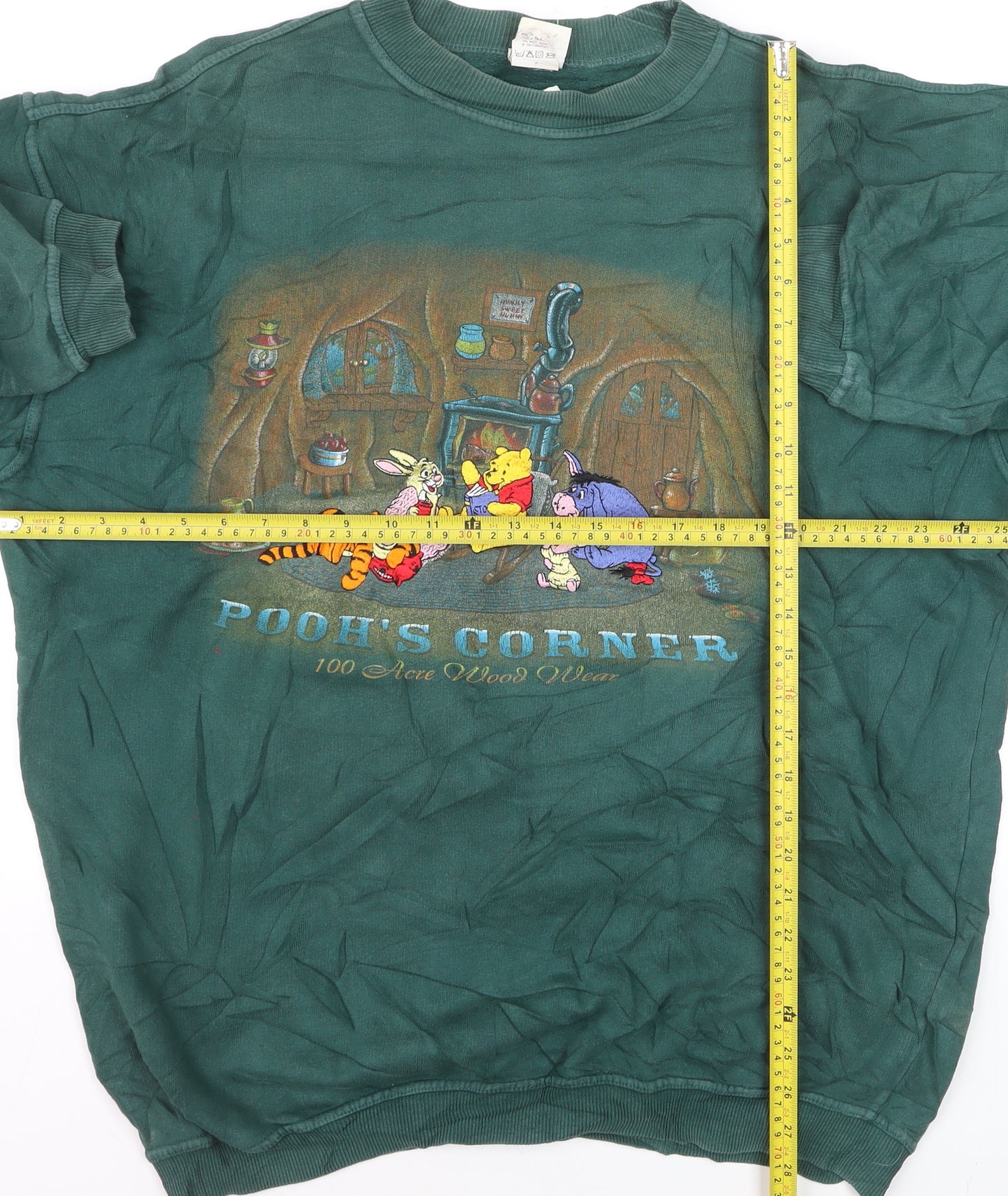Disney Men's Green Winnie the Pooh Pullover Sweatshirt Size L Vintage
