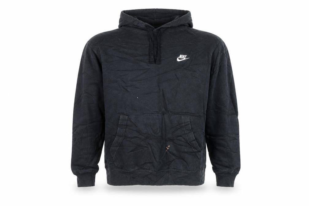 Front view of Nike Men's Black Pullover Hoodie L Logo Fleece Sweatshirt