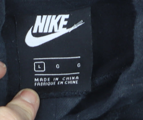 Nike Men's Black Pullover Hoodie L Logo Fleece Sweatshirt