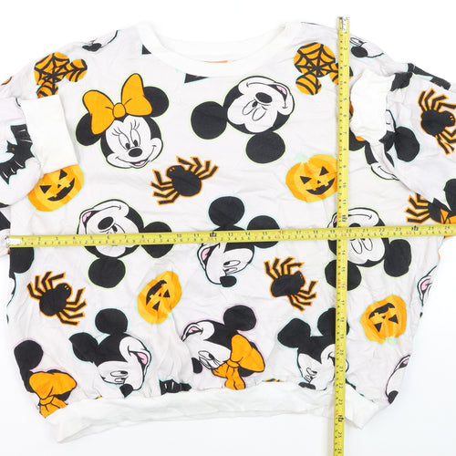 Disney at George Women's White Halloween Mickey & Minnie Sweatshirt 2XL