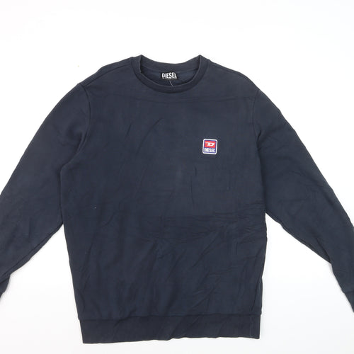Diesel Mens Blue Crew Neck Logo Pullover Sweatshirt Size L
