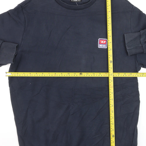 Diesel Mens Blue Crew Neck Logo Pullover Sweatshirt Size L