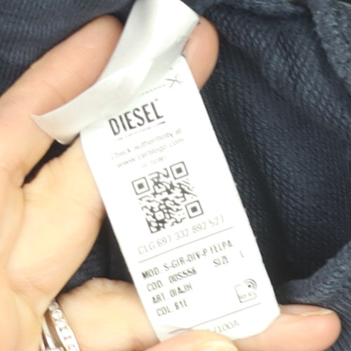 Diesel Mens Blue Crew Neck Logo Pullover Sweatshirt Size L