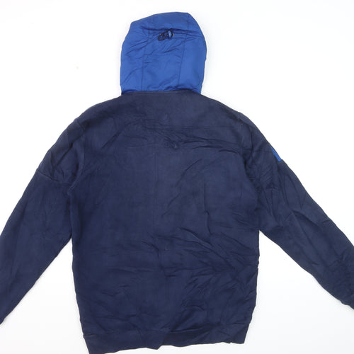 Adidas Men's Blue Hooded Track Jacket M Colourblock Full Zip Retro Sportswear