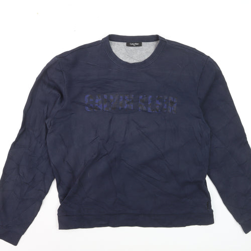 Calvin Klein Men's Blue Logo Pullover Sweatshirt Size L