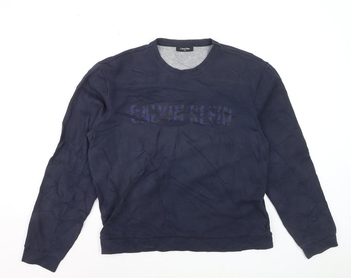 Calvin Klein Men's Blue Logo Pullover Sweatshirt Size L