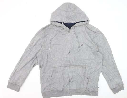 Nautica Men's Grey XL Full Zip Hoodie Lightweight Cotton Blend