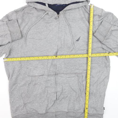 Nautica Men's Grey XL Full Zip Hoodie Lightweight Cotton Blend