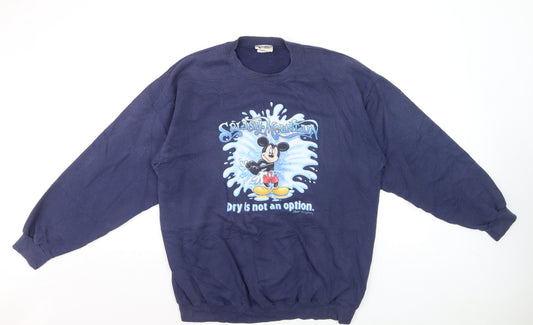 Walt Disney World Men's Blue Mickey Mouse Graphic Sweatshirt L