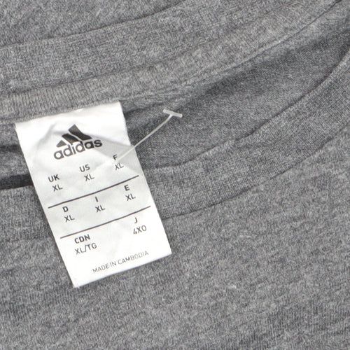 Adidas Men’s Grey XL Crew Neck Short Sleeve Cotton T-Shirt