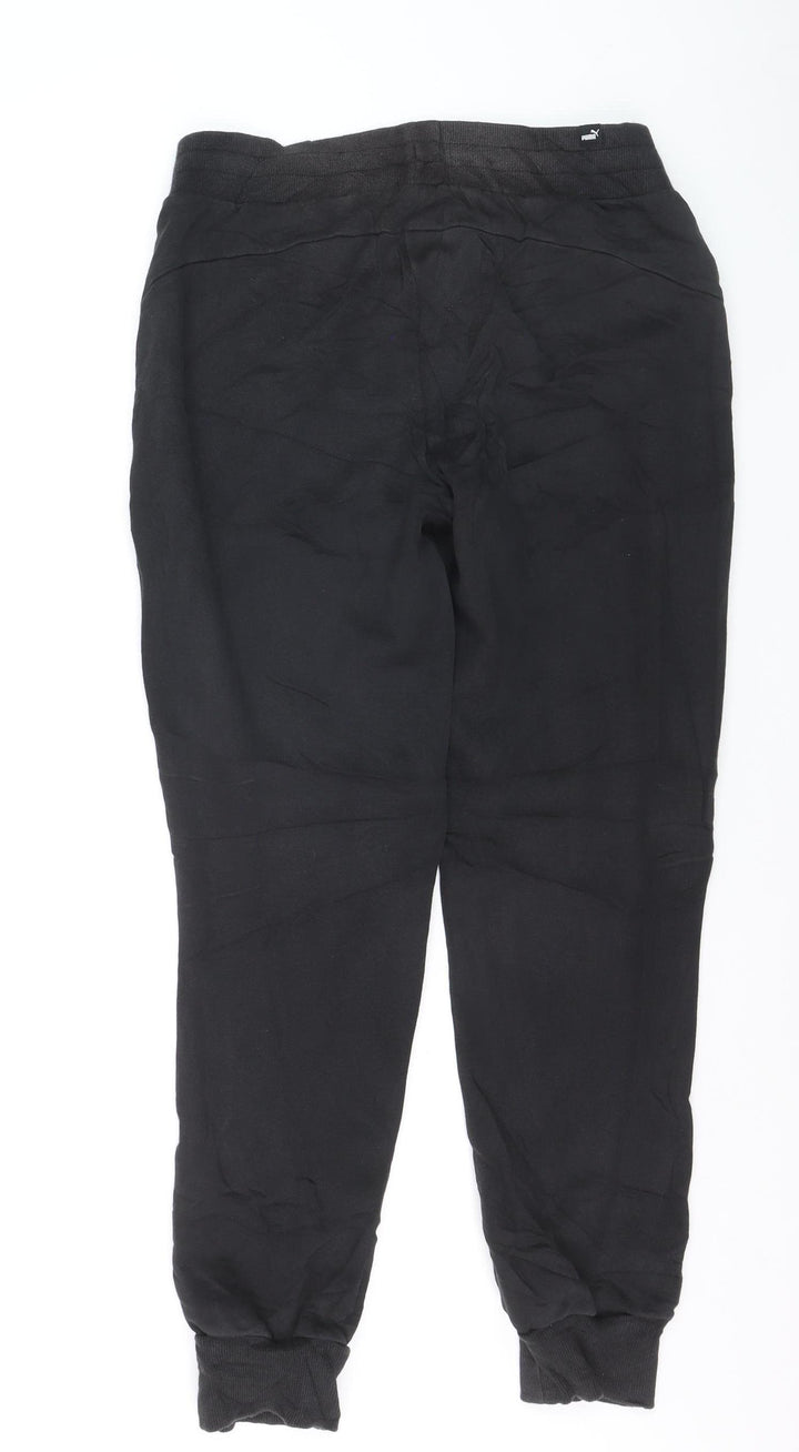 Puma Men Black Jogger Sweatpants M Elastic Waist Tapered Fit