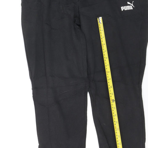 Puma Men Black Jogger Sweatpants M Elastic Waist Tapered Fit