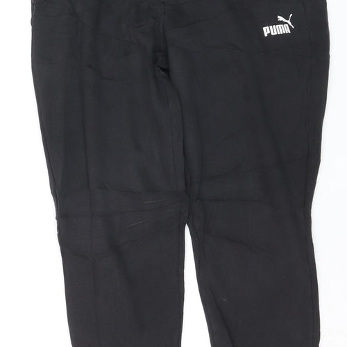 Puma Men Black Jogger Sweatpants M Elastic Waist Tapered Fit