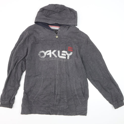Oakley Men's Grey Full Zip Hoodie Regular Fit Size M