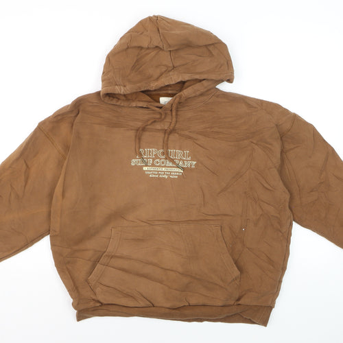 Rip Curl Men Brown Pullover Hoodie XS Fleece Surf Logo Sweatshirt