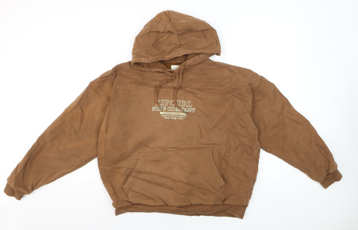 Rip Curl Men Brown Pullover Hoodie XS Fleece Surf Logo Sweatshirt