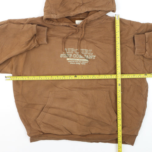 Rip Curl Men Brown Pullover Hoodie XS Fleece Surf Logo Sweatshirt