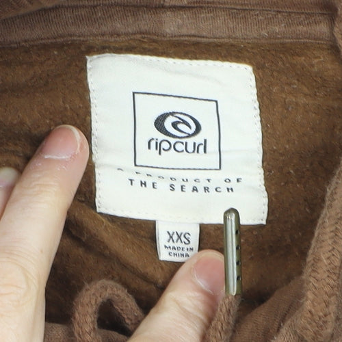 Rip Curl Men Brown Pullover Hoodie XS Fleece Surf Logo Sweatshirt