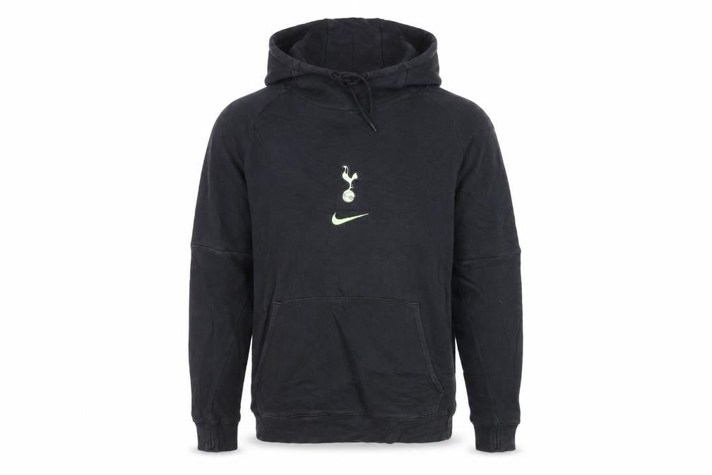 Front view of Nike men’s black m pullover hoodie tottenham logo sportswear