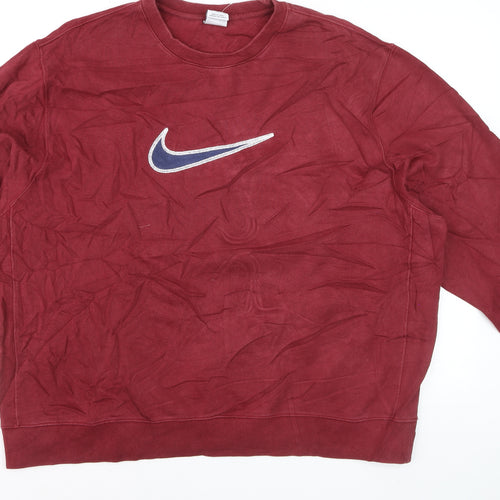 Nike Men's Red Crew Neck Pullover Sweatshirt 2XL Logo Sportswear
