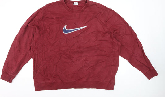 Nike Men's Red Crew Neck Pullover Sweatshirt 2XL Logo Sportswear