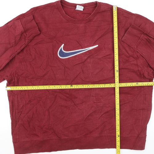 Nike Men's Red Crew Neck Pullover Sweatshirt 2XL Logo Sportswear