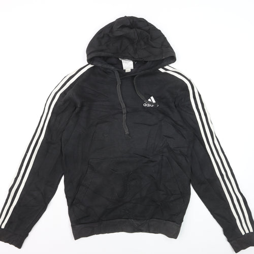 Adidas Men’s Black Pullover Hoodie Size S Sports Logo Fleece